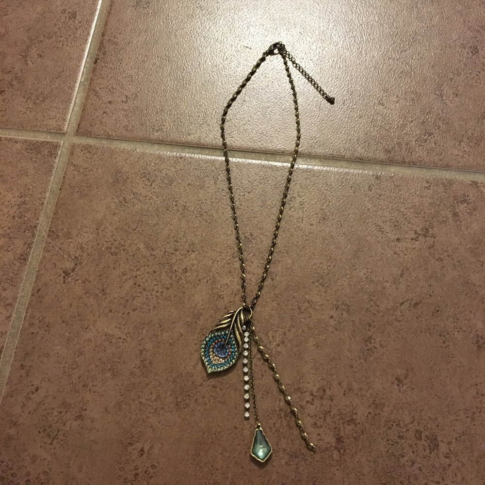 Peacock feather necklace